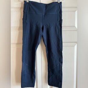 Lululemon fast and free crop leggings. 23” inseam. Navy blue.